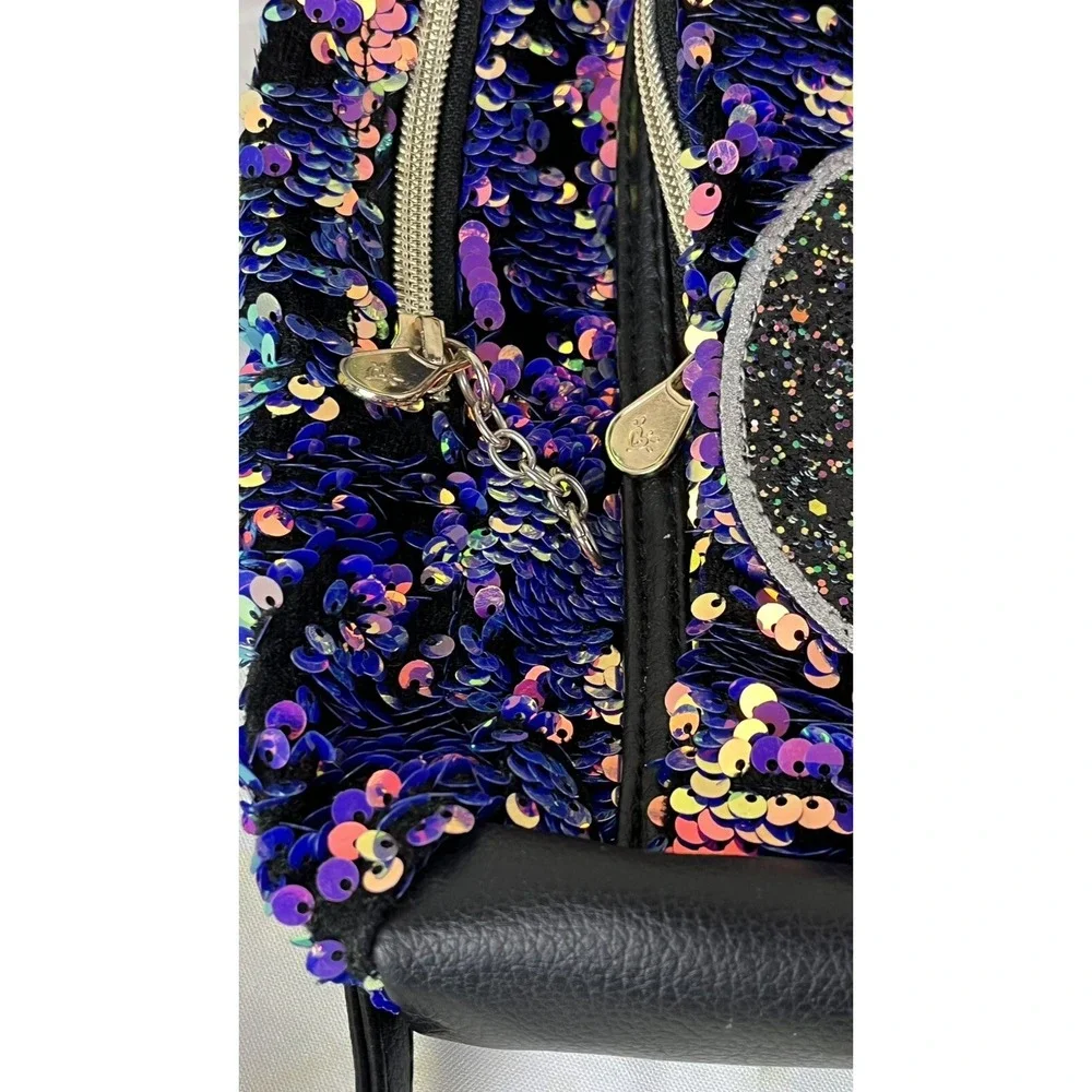 JUSTICE Backpack Purse Monogram Letter G Flip Sequins Multi-color Purple Gold